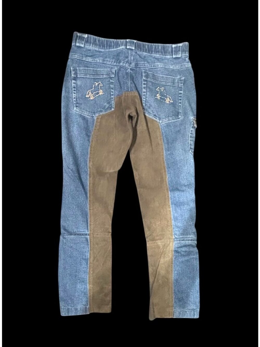 Reinforced Denim Riding Jeans w/ Brown Suede Panels Workwear Unisex - Picture 2 of 10